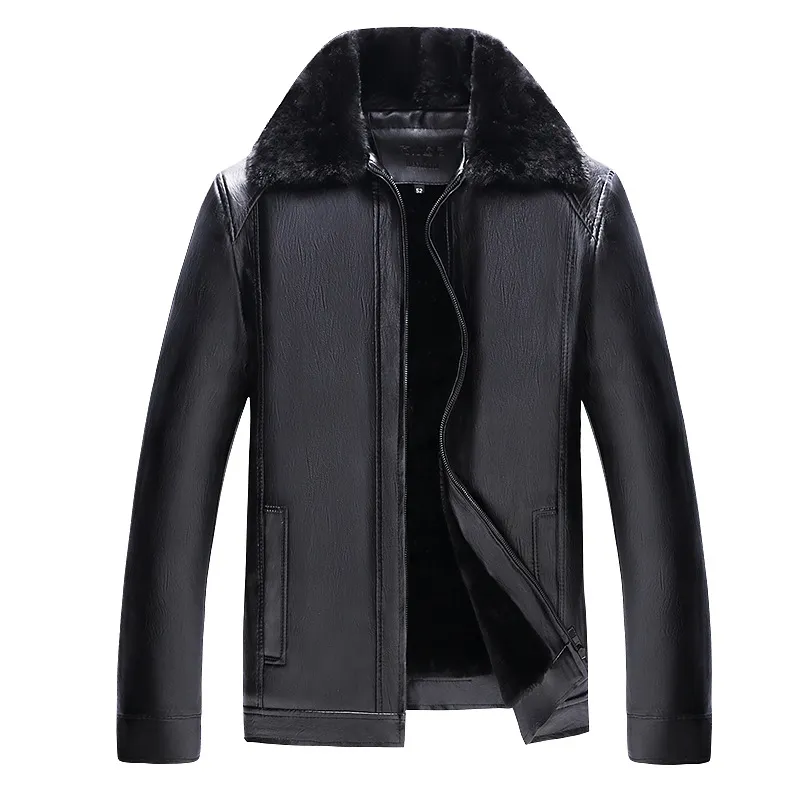 Men's Leather Full Coller Zipper Jacket All in One Coat For Men