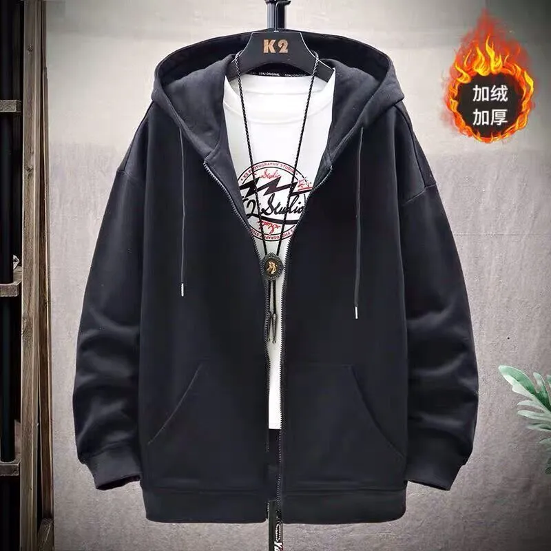 Autumn And Winter Hooded Zipper Sweater Men's